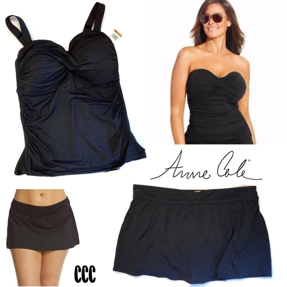 Anne Cole NWT Designer Black Swim Suit 16W 16 NWT